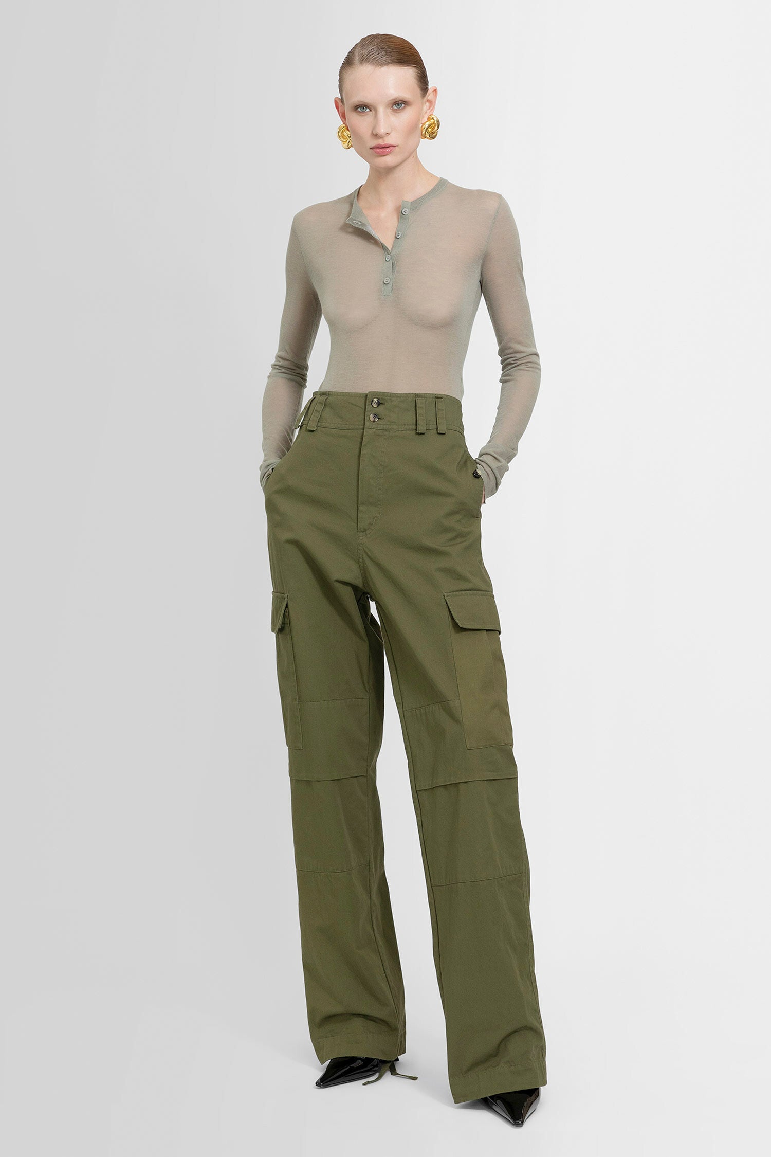 SAINT LAURENT WOMAN GREEN TROUSERS