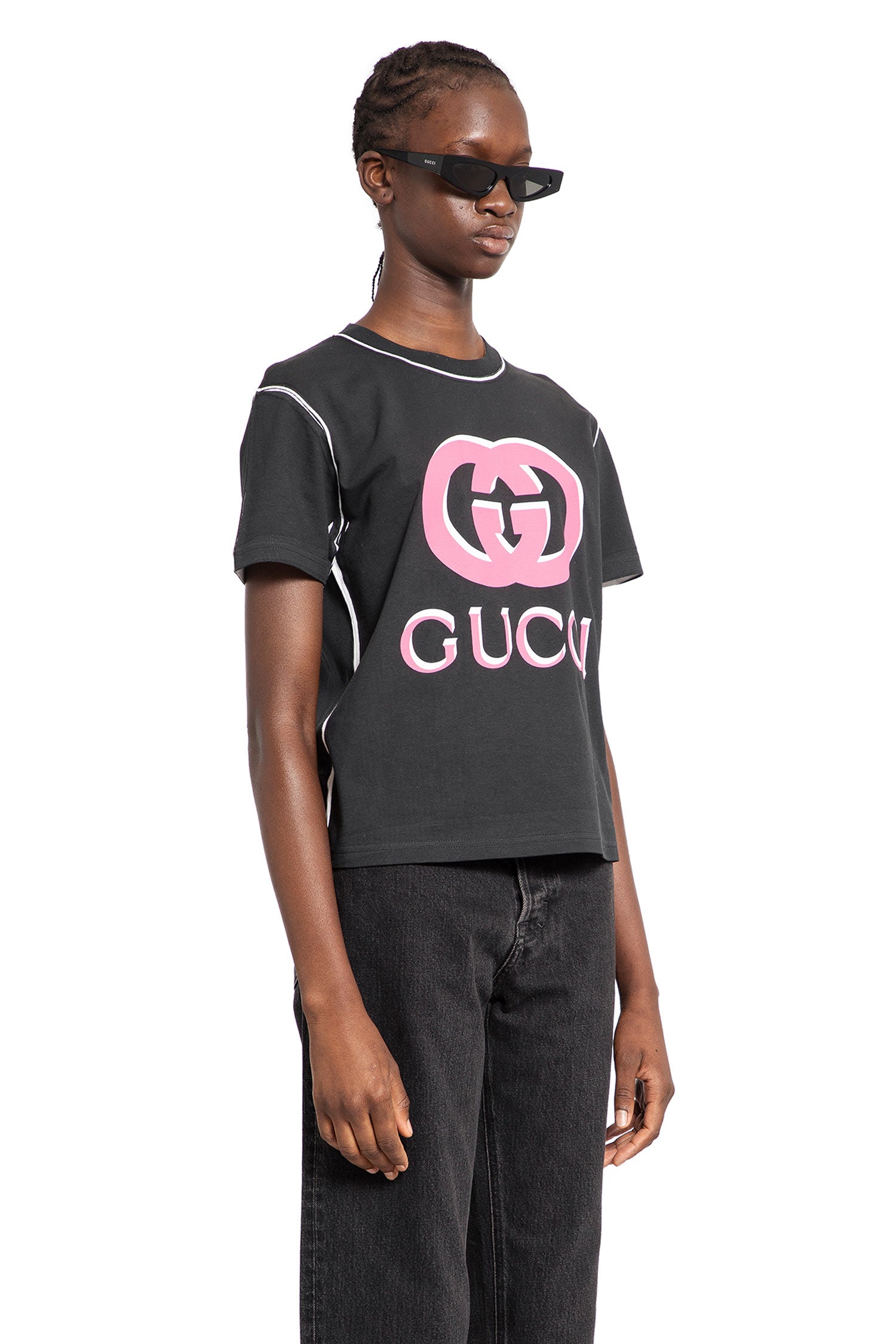 GUCCI WOMAN BLACK T-SHIRTS & TANK TOPS