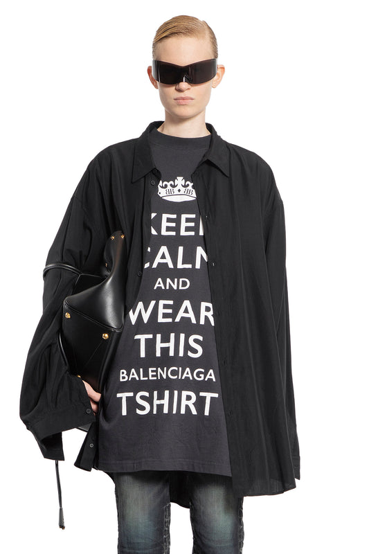 BALENCIAGA WOMAN BLACK T-SHIRTS & TANK TOPS