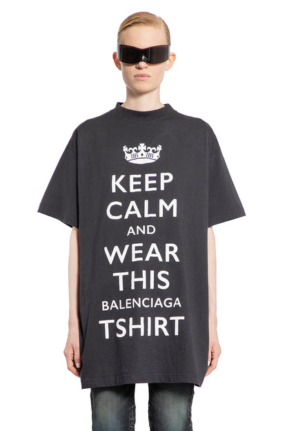 BALENCIAGA WOMAN BLACK T-SHIRTS & TANK TOPS