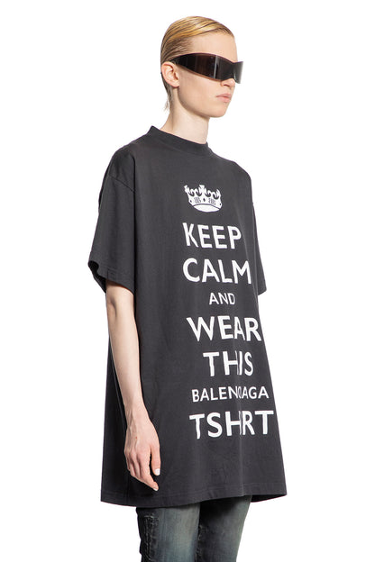 BALENCIAGA WOMAN BLACK T-SHIRTS & TANK TOPS