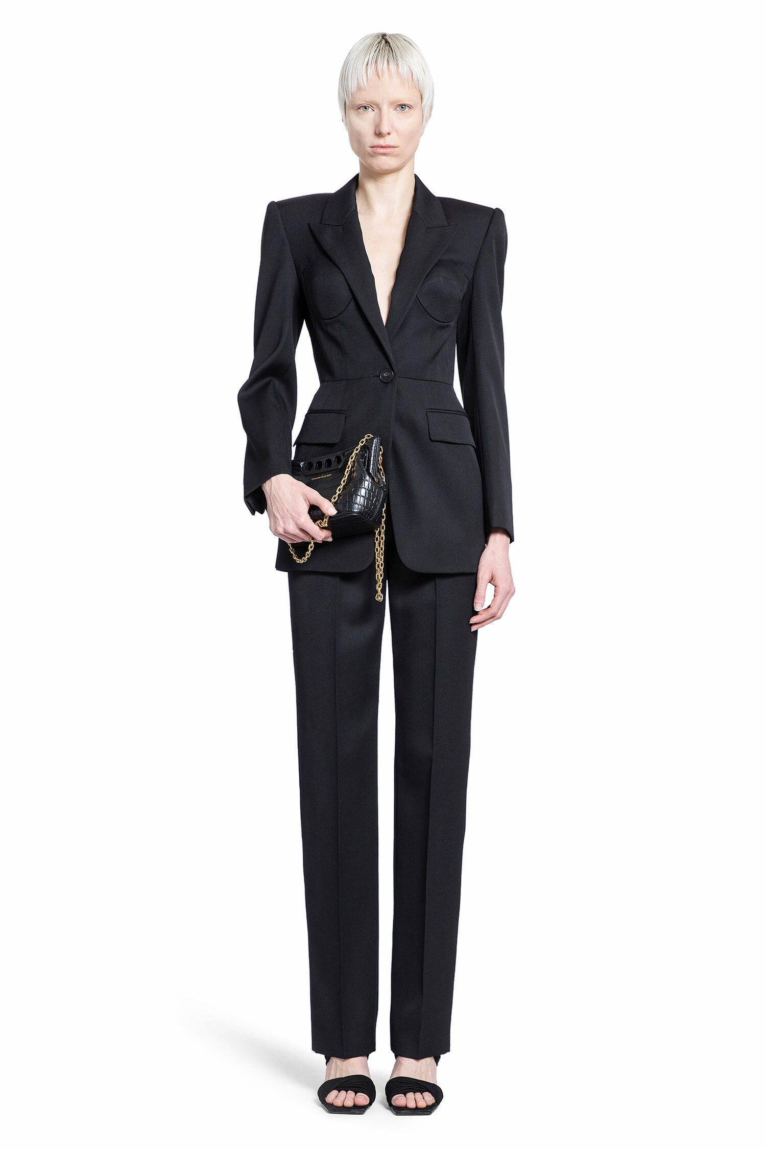 ALEXANDER MCQUEEN WOMAN BLACK TROUSERS