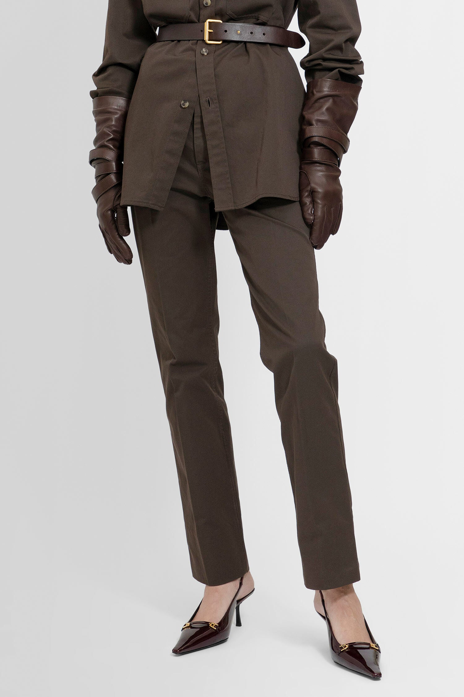 SAINT LAURENT WOMAN BROWN TROUSERS