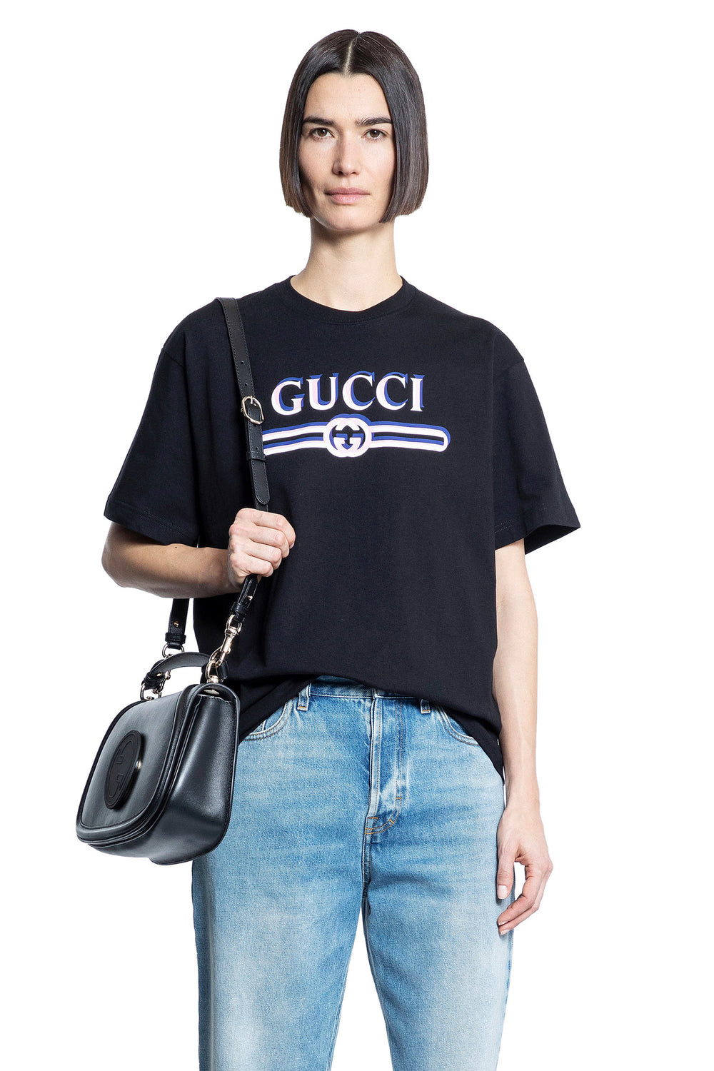 GUCCI WOMAN BLACK T-SHIRTS & TANK TOPS