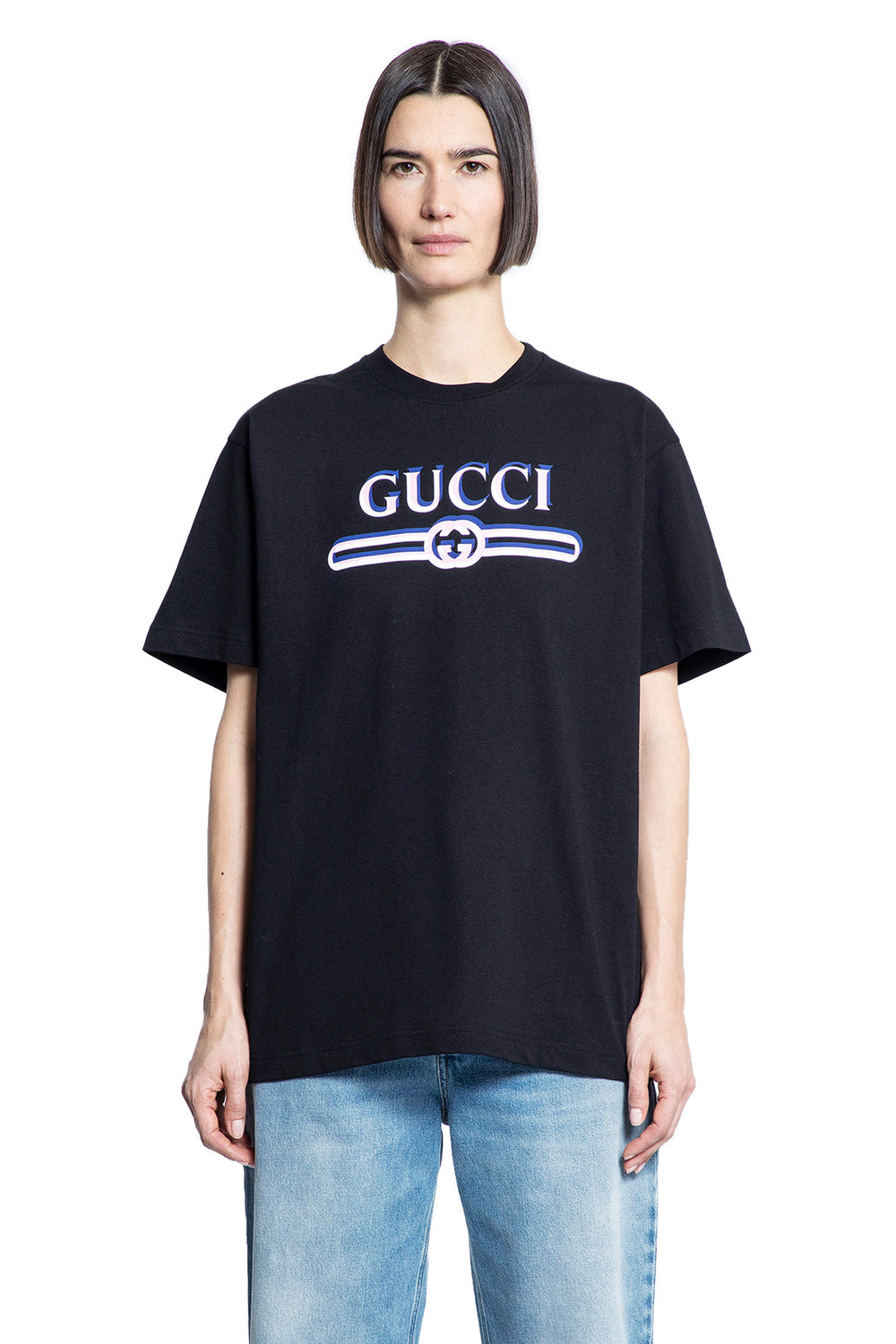 GUCCI WOMAN BLACK T-SHIRTS & TANK TOPS