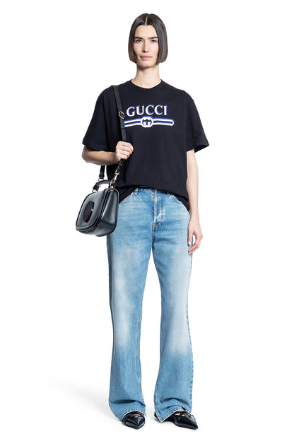 GUCCI WOMAN BLACK T-SHIRTS & TANK TOPS