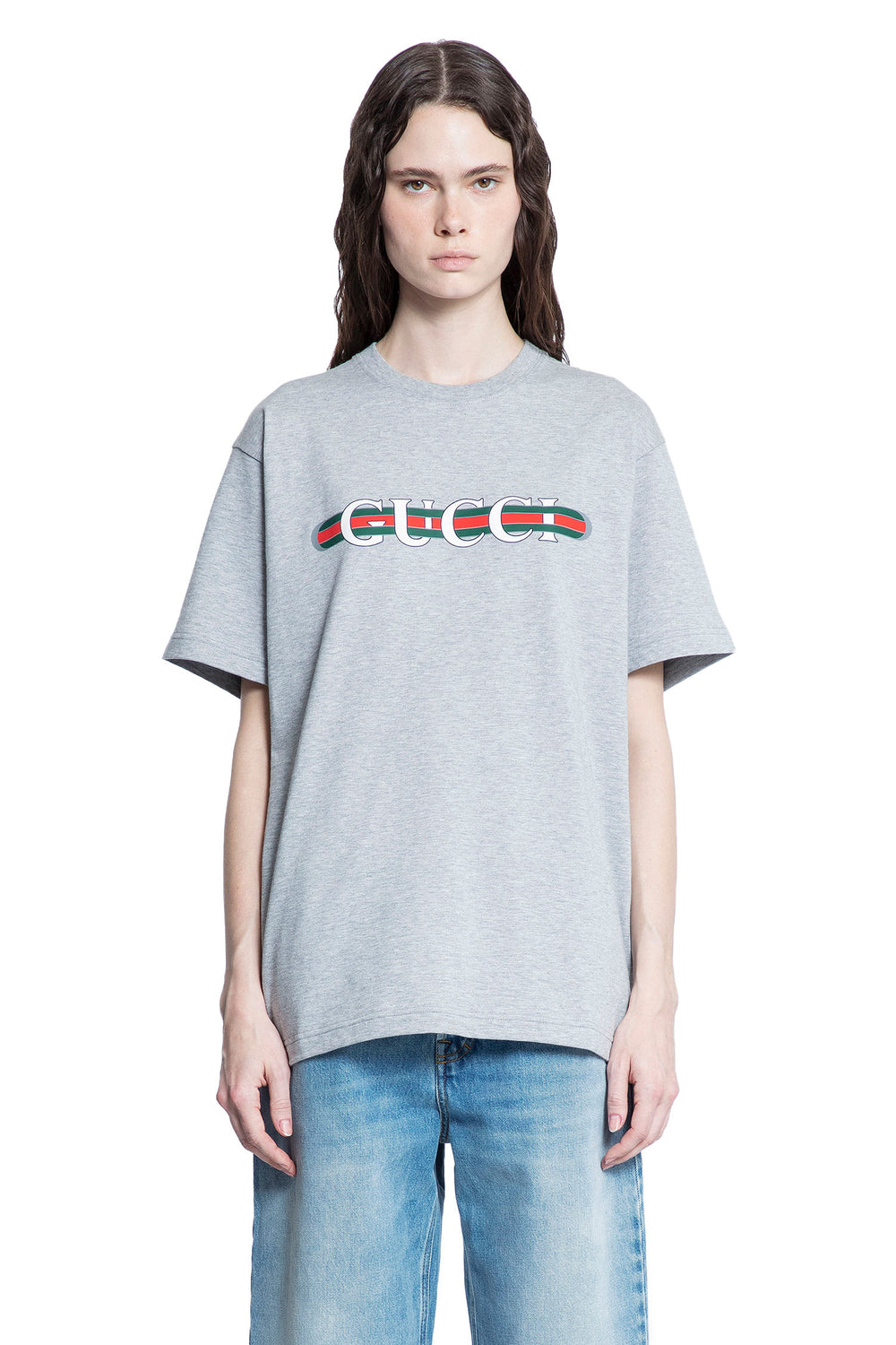 GUCCI WOMAN GREY T-SHIRTS & TANK TOPS