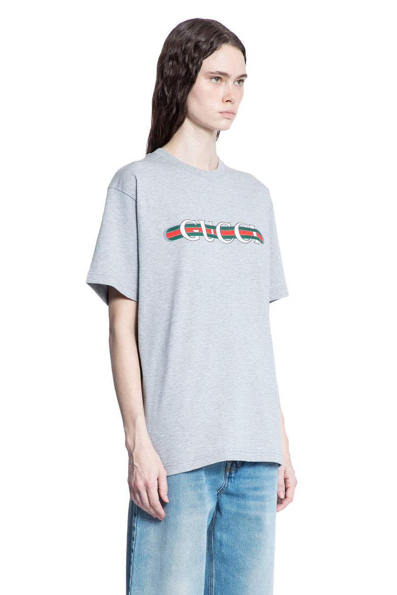 GUCCI WOMAN GREY T-SHIRTS & TANK TOPS