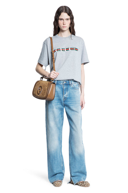 GUCCI WOMAN GREY T-SHIRTS & TANK TOPS