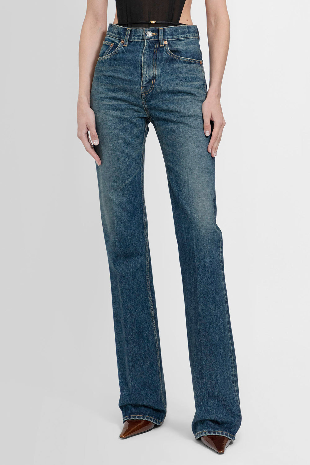 SAINT LAURENT WOMAN BLUE JEANS