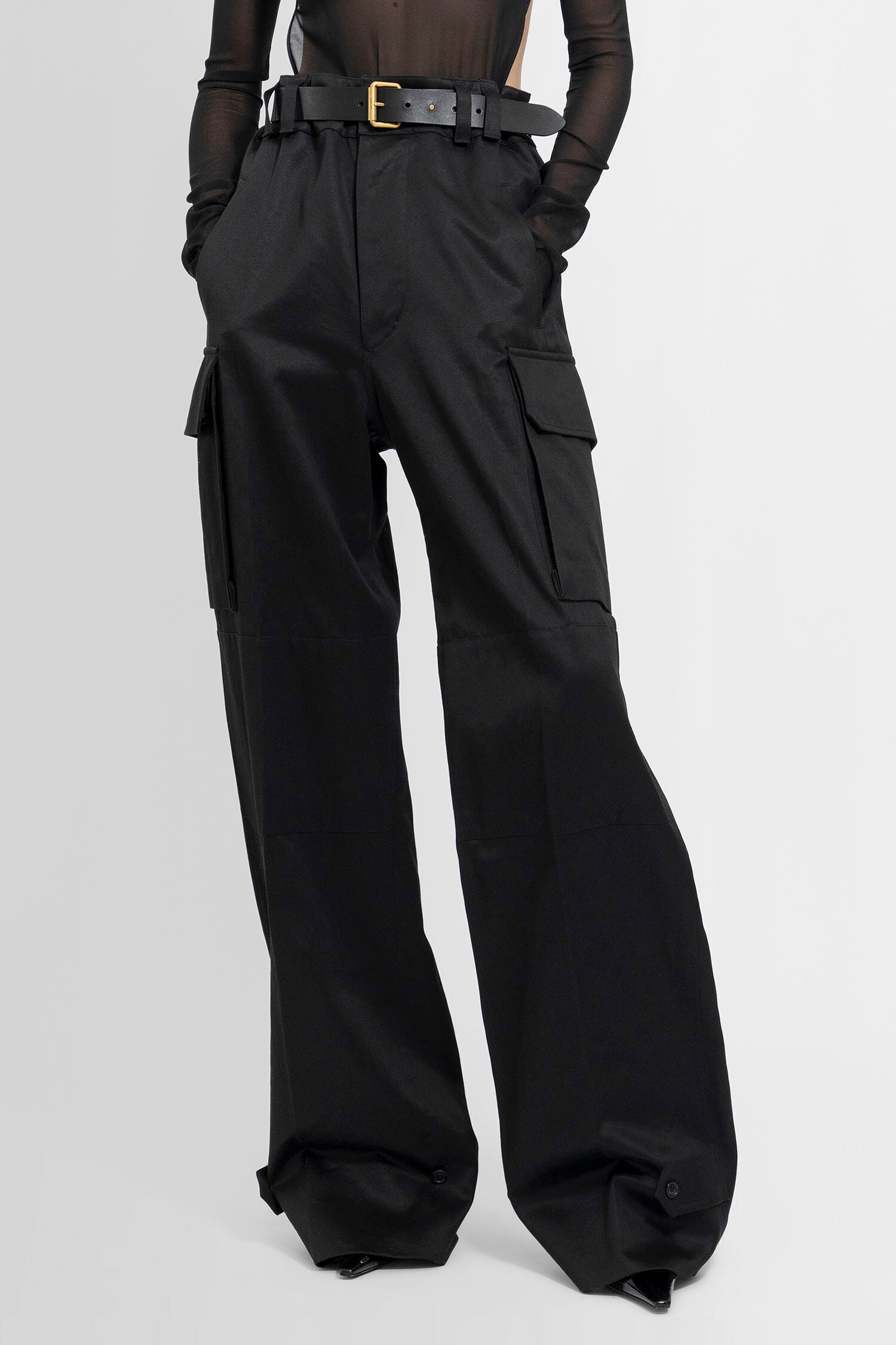 SAINT LAURENT WOMAN BLACK TROUSERS