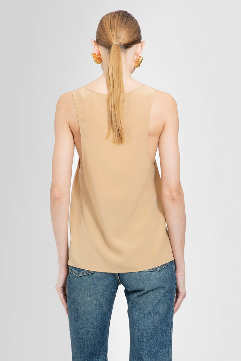 SAINT LAURENT WOMAN BEIGE T-SHIRTS & TANK TOPS