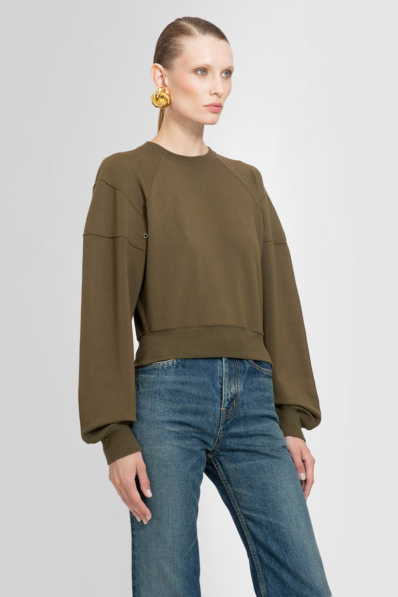 SAINT LAURENT WOMAN GREEN SWEATSHIRTS