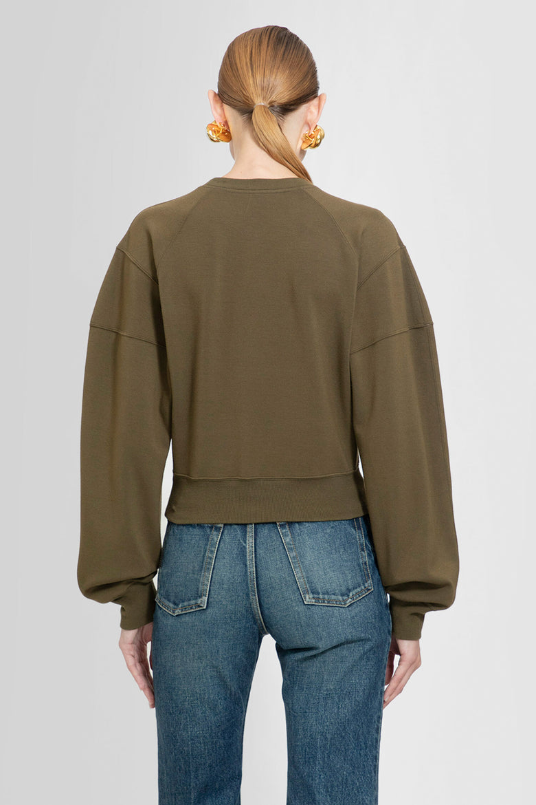 SAINT LAURENT WOMAN GREEN SWEATSHIRTS