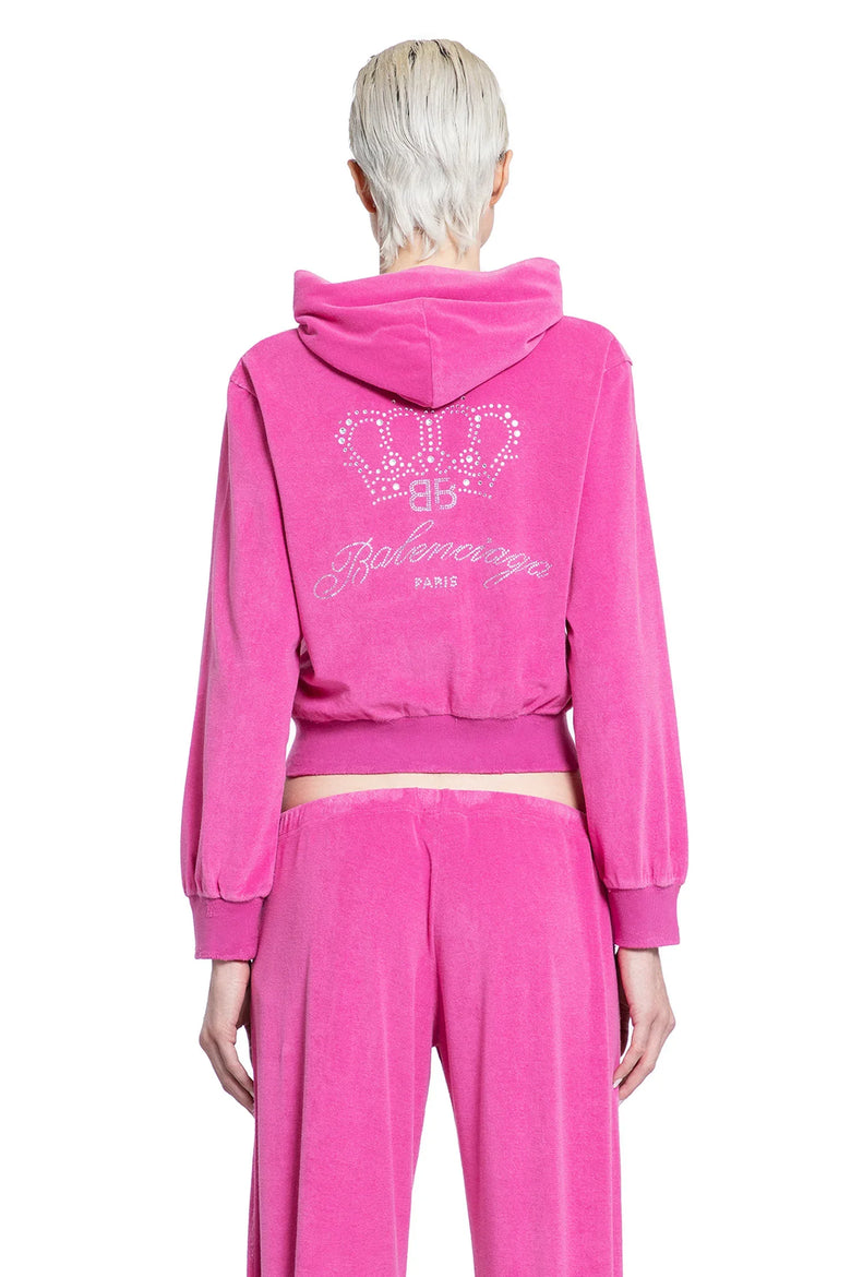 BALENCIAGA BB Motel Zip-Up Hoodie Fitted in velvet woman