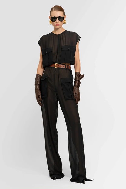 Antonioli SAINT LAURENT WOMAN BLACK JUMPSUITS