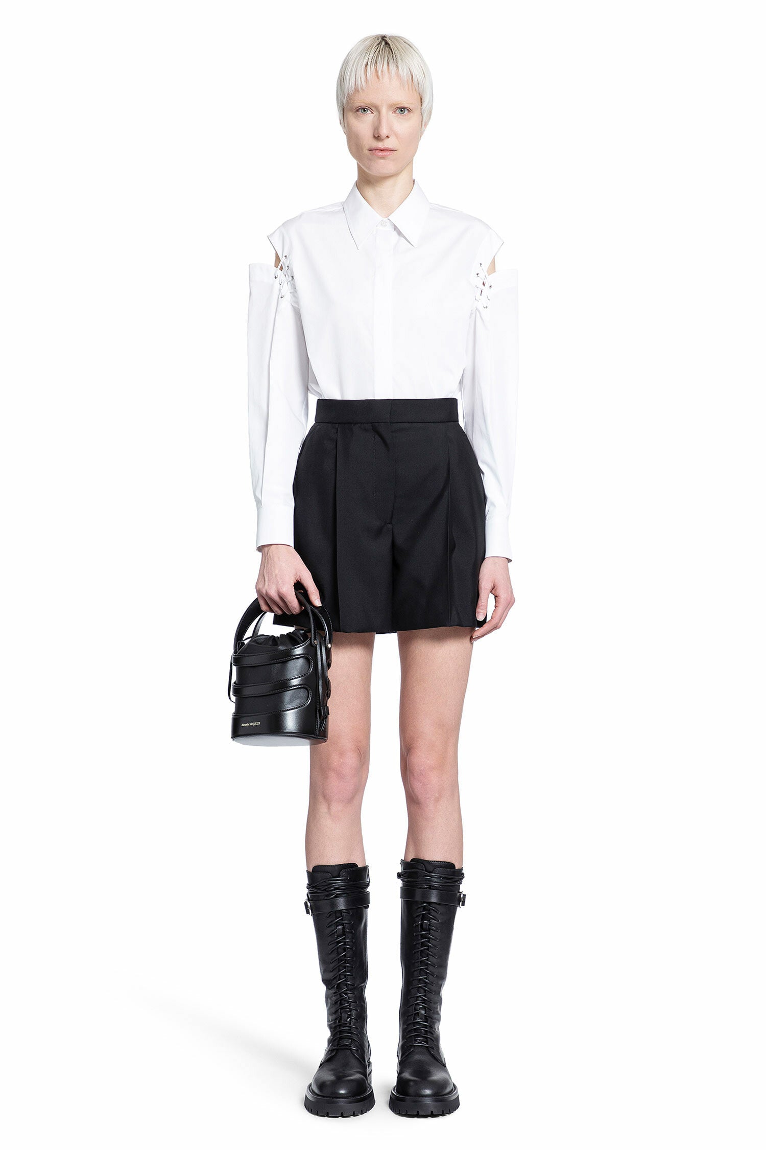 ALEXANDER MCQUEEN WOMAN BLACK SHORTS