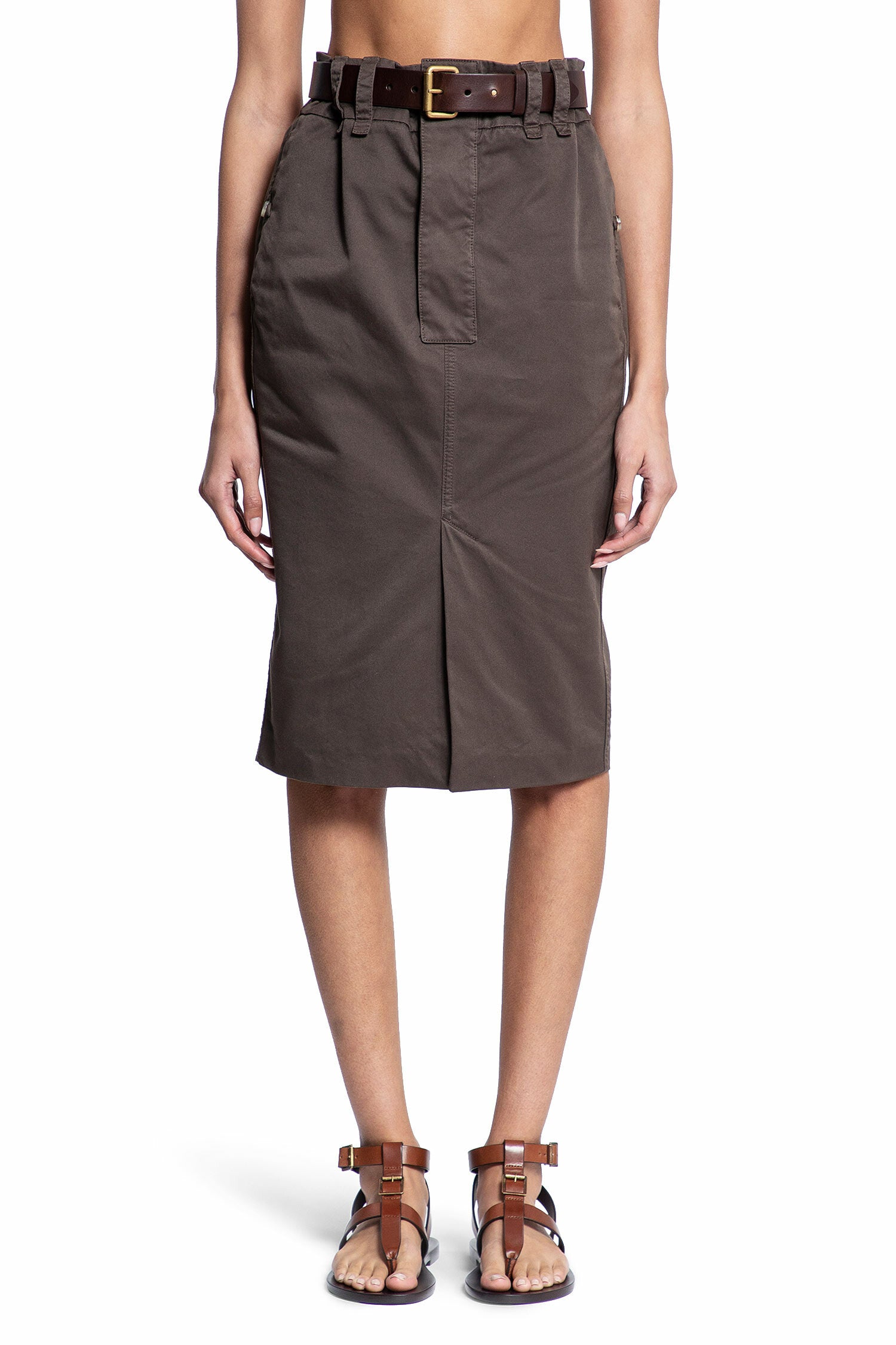 SAINT LAURENT WOMAN BROWN SKIRTS