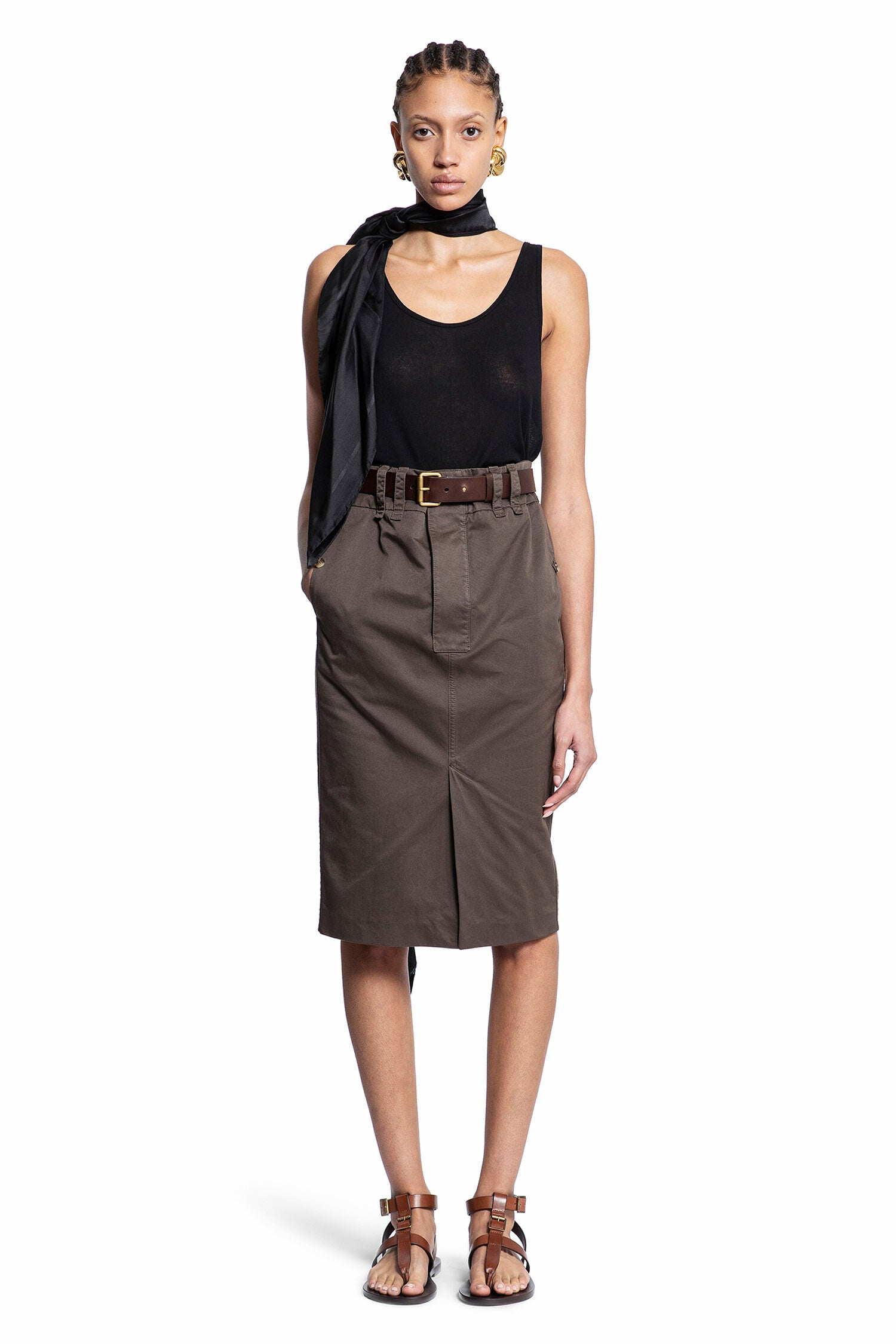 SAINT LAURENT WOMAN BROWN SKIRTS