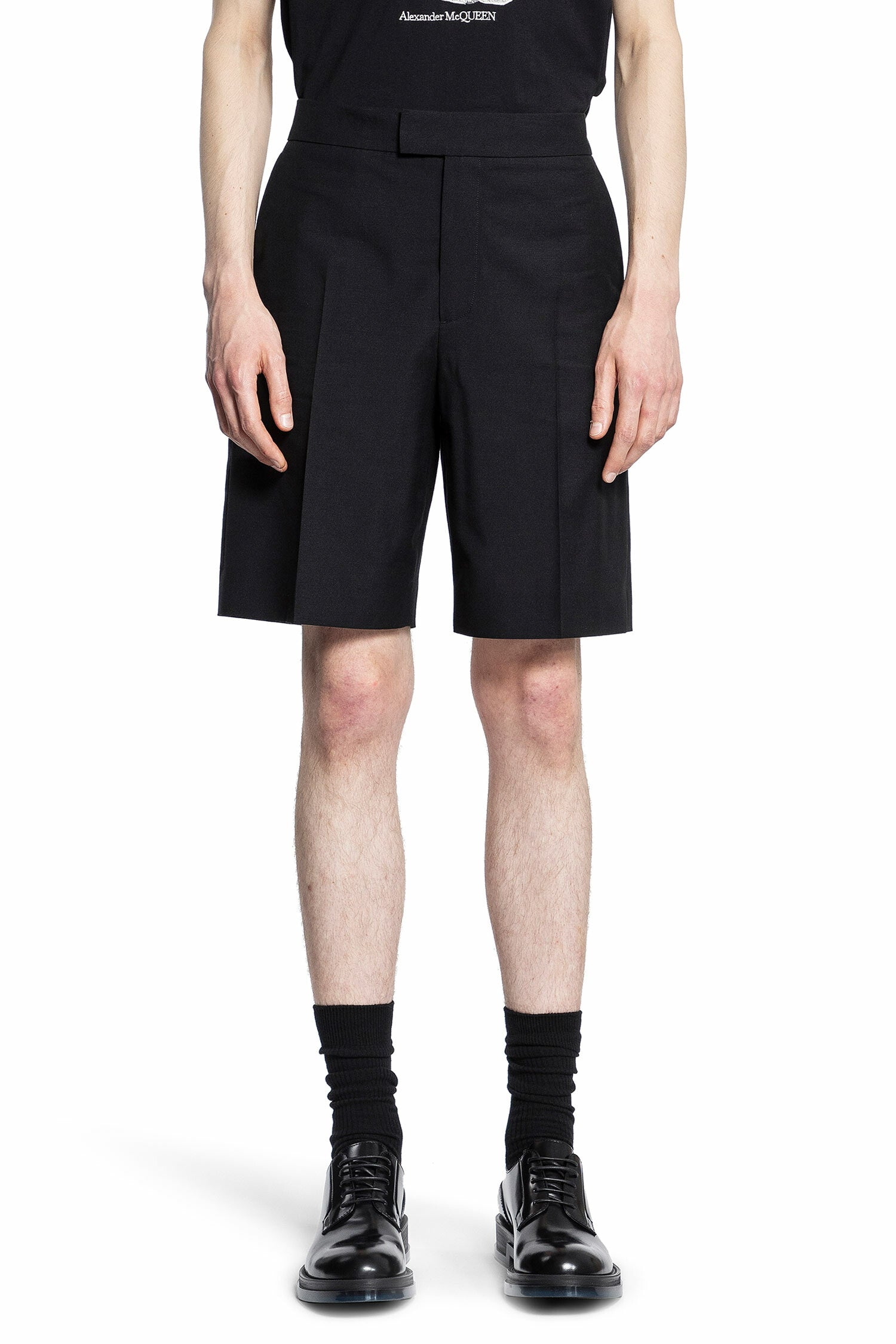 ALEXANDER MCQUEEN MAN BLACK SHORTS & SKIRTS