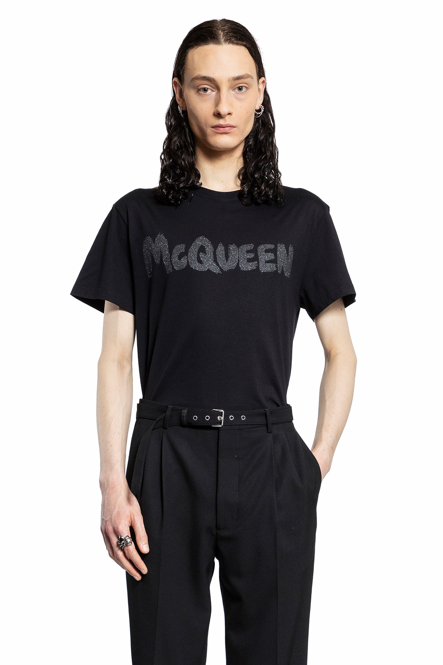 ALEXANDER MCQUEEN MAN BLACK T-SHIRTS & TANK TOPS