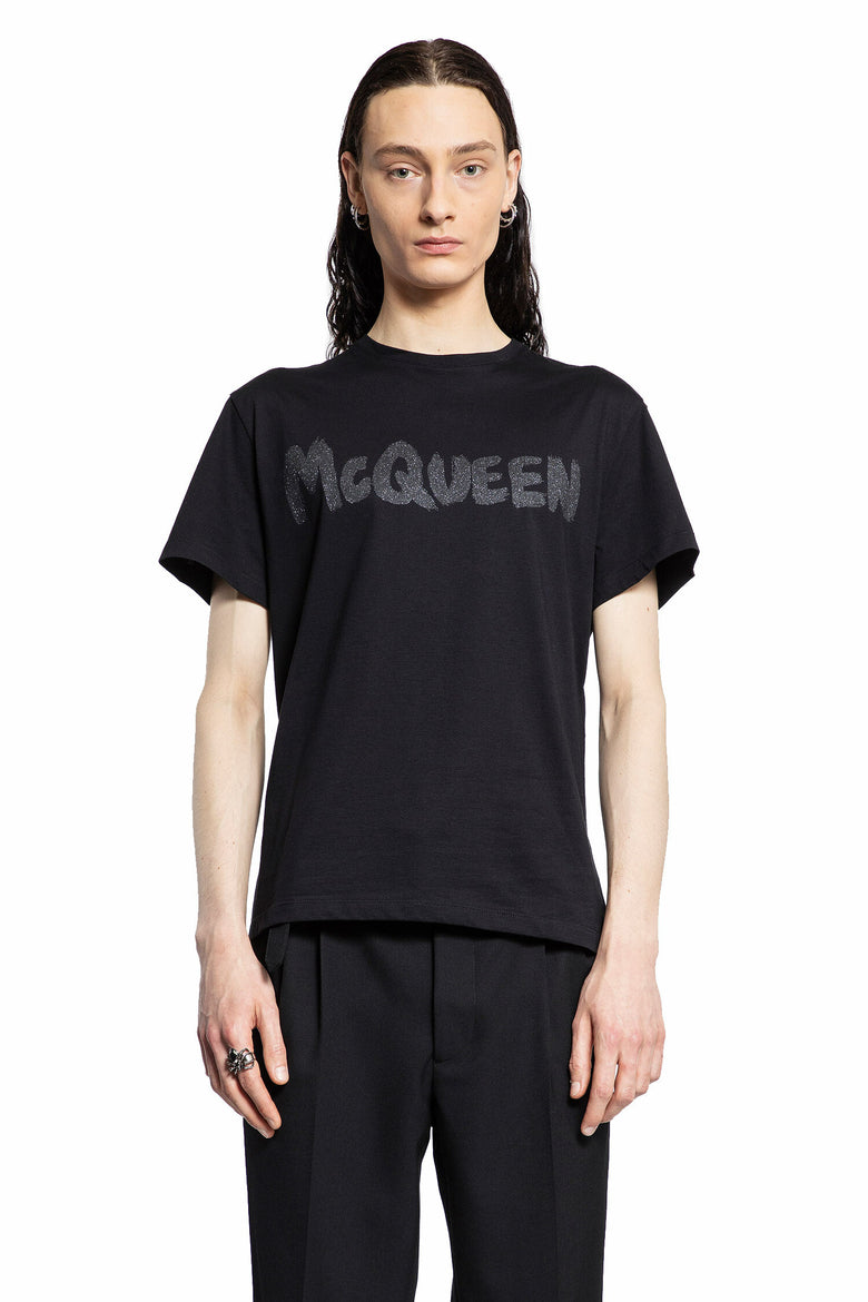 ALEXANDER MCQUEEN MAN BLACK T-SHIRTS & TANK TOPS