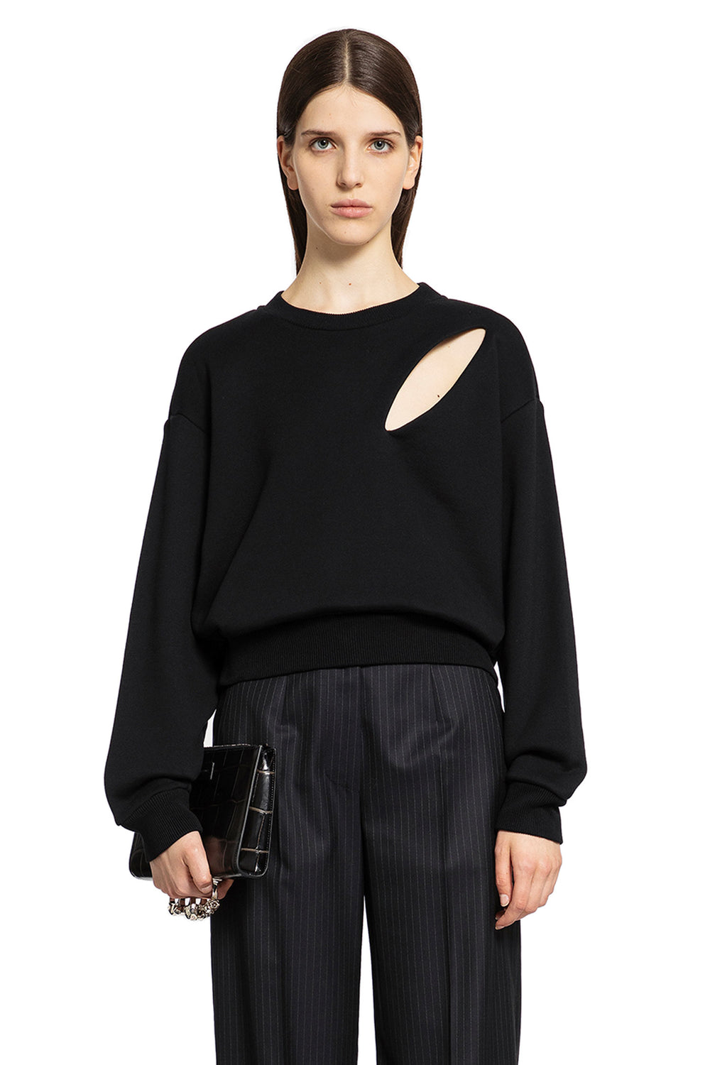 ALEXANDER MCQUEEN WOMAN BLACK SWEATSHIRTS