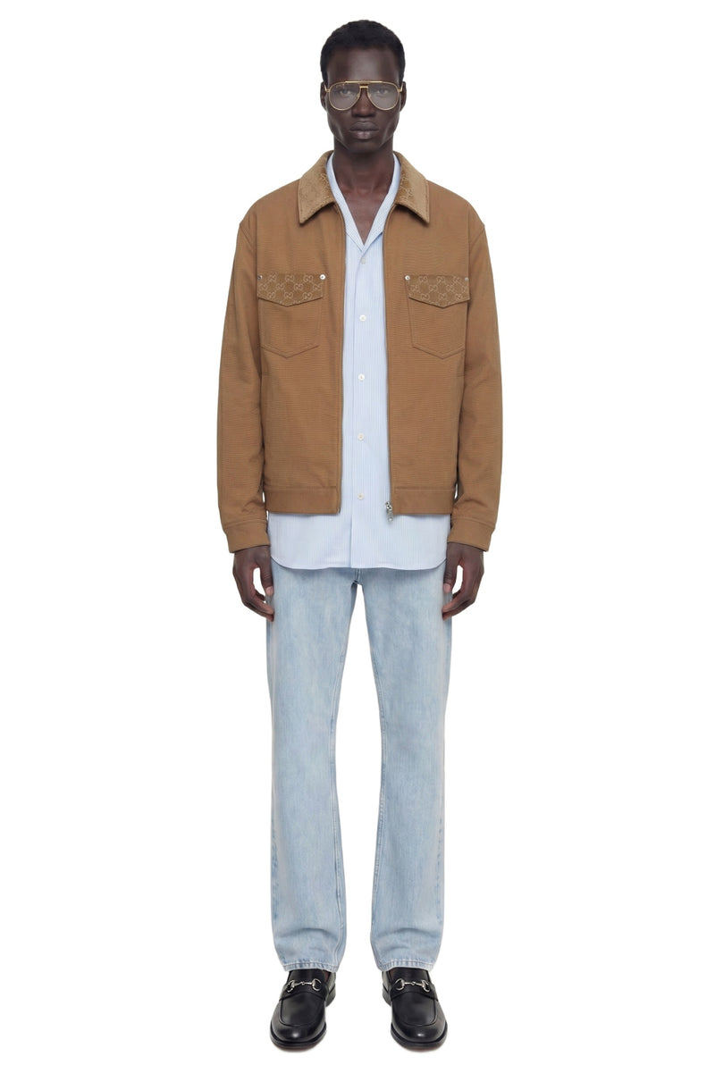 Pinstriped Cotton Poplin Bowling Shirt