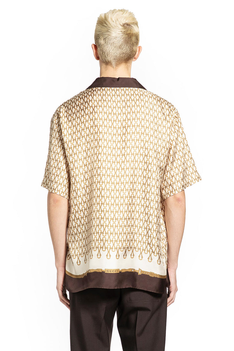 GUCCI Equestrian Silk Twill Bowling Shirt man