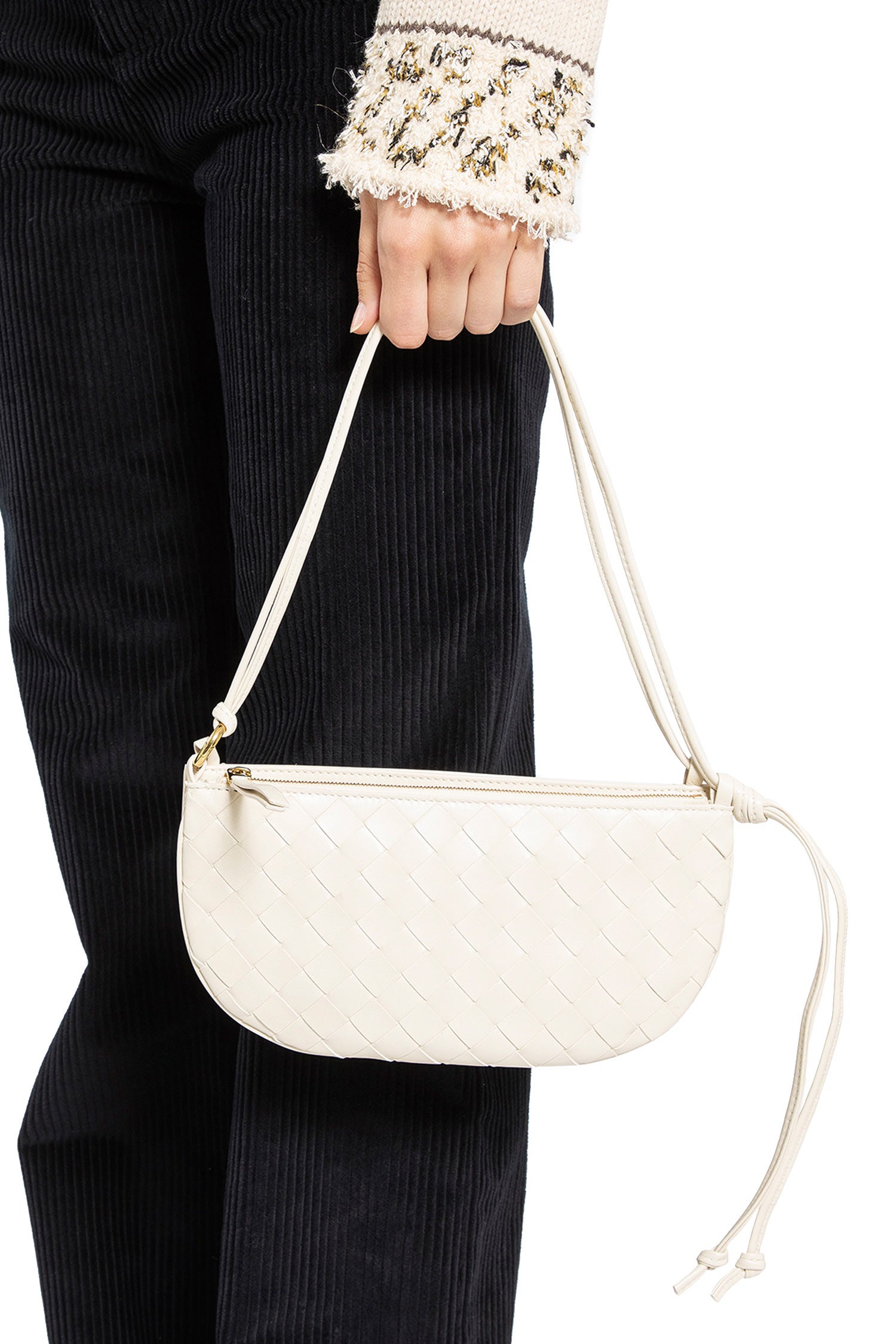 BOTTEGA VENETA WOMAN OFF-WHITE SHOULDER BAGS