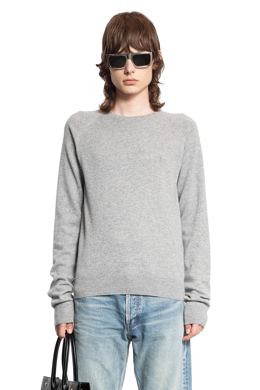 SAINT LAURENT MAN GREY KNITWEAR