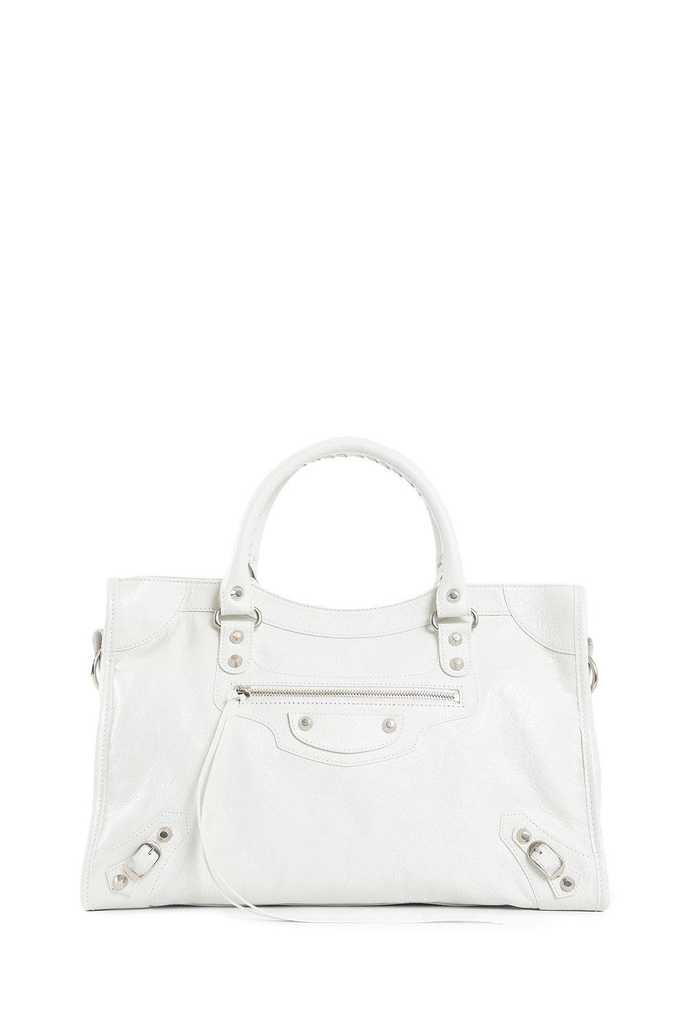 BALENCIAGA WOMAN OFF-WHITE TOP HANDLE BAGS