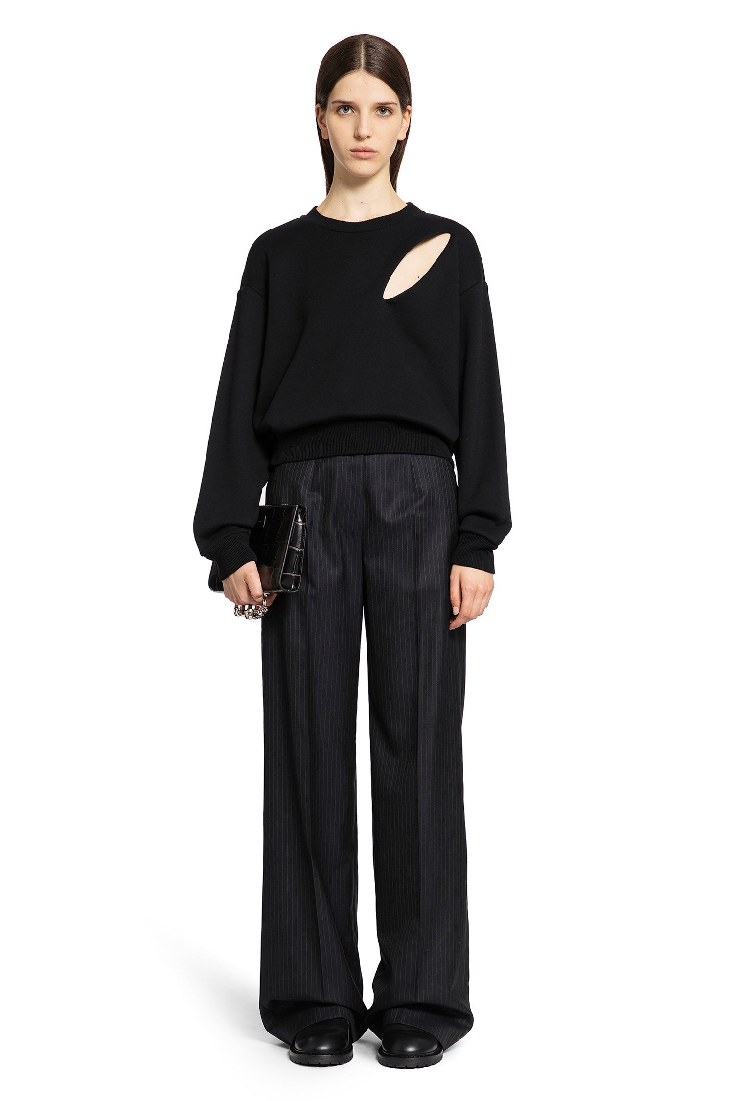 ALEXANDER MCQUEEN WOMAN BLUE TROUSERS