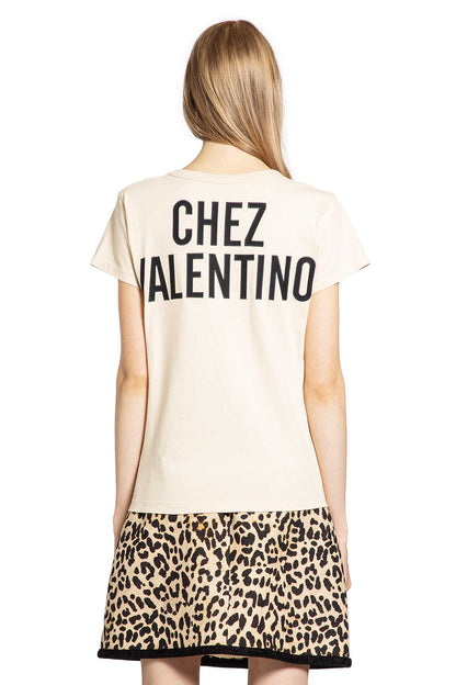 VALENTINO WOMAN OFF-WHITE T-SHIRTS & TANK TOPS