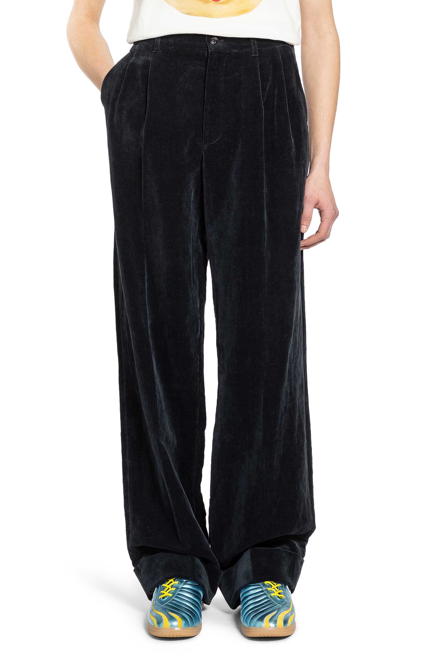 Washed Cotton Linen Velvet Trousers
