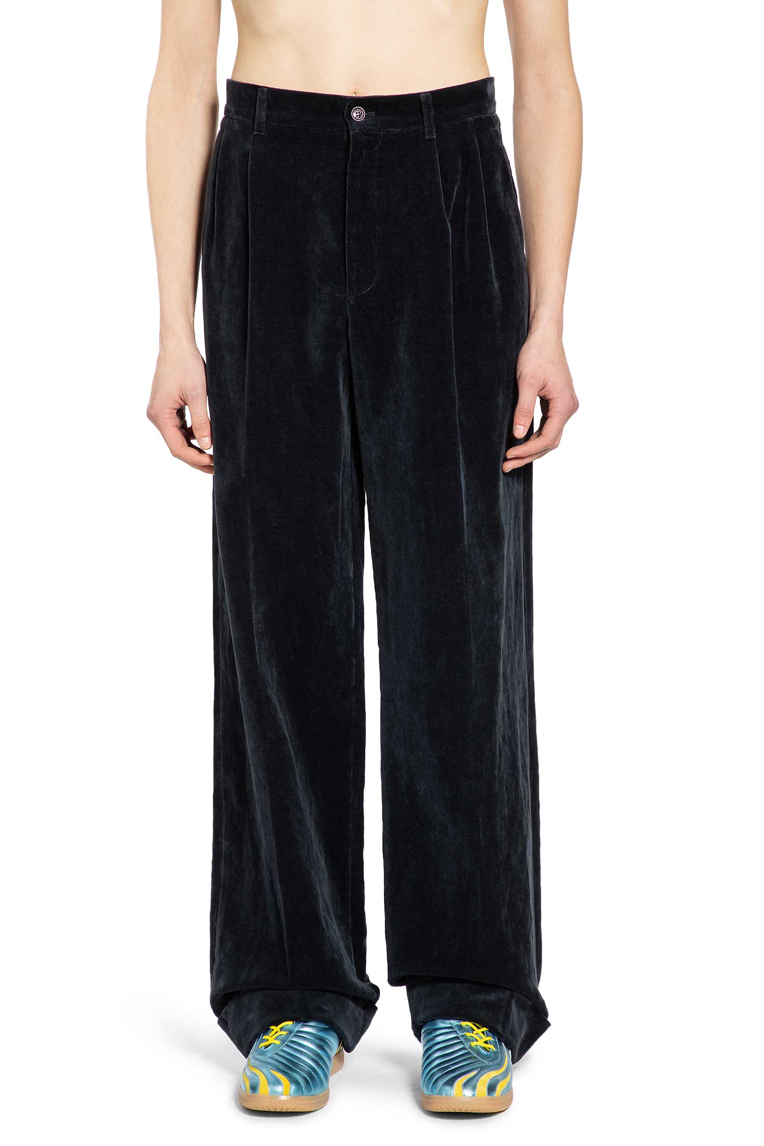 Washed Cotton Linen Velvet Trousers