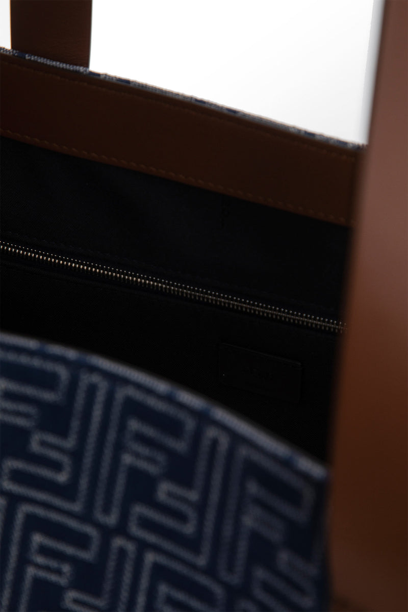 FF Denim-Effect Shopping Bag Medium - Antonioli.eu