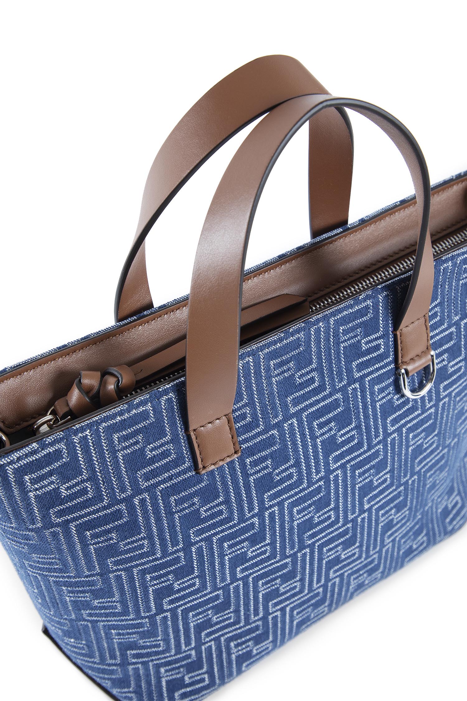 FF Denim-Effect Shopping Bag Small