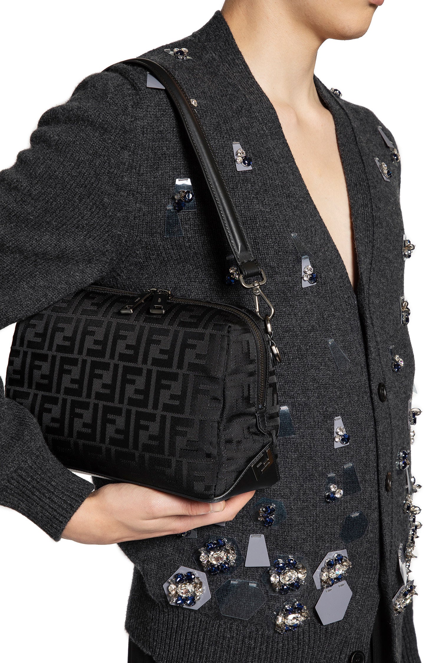 FENDI MAN BLACK FANNY PACKS