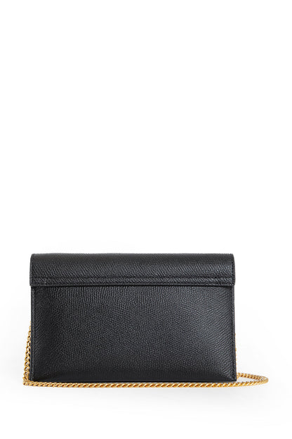 VLogo Grainy Leather Wallet with Chain