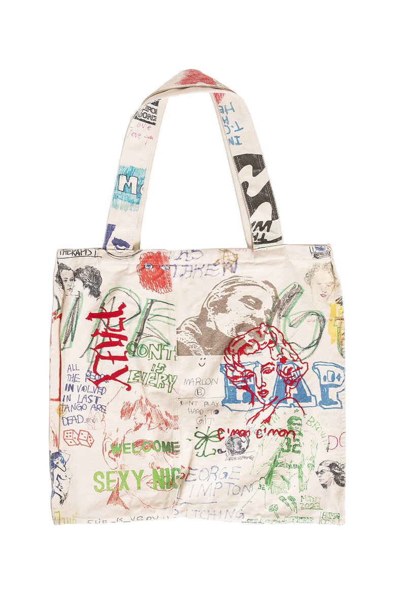 PALY HOLLYWOOD MAN WHITE TOTE BAGS