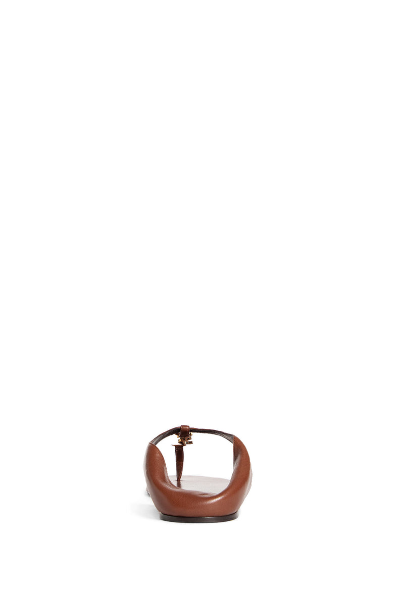 SAINT LAURENT WOMAN BROWN SANDALS & SLIDES