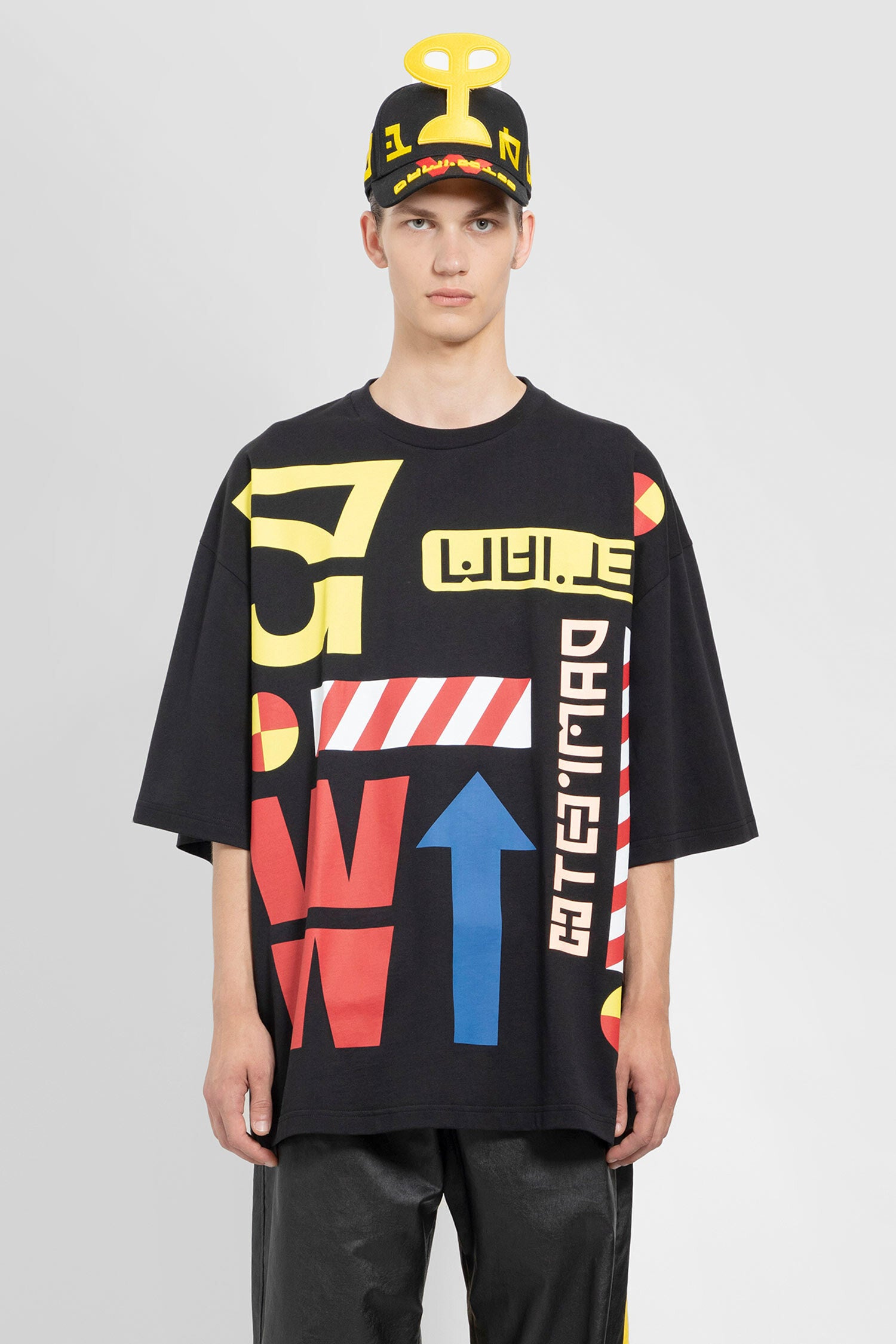 WALTER VAN BEIRENDONCK MAN BLACK T-SHIRTS & TANK TOPS