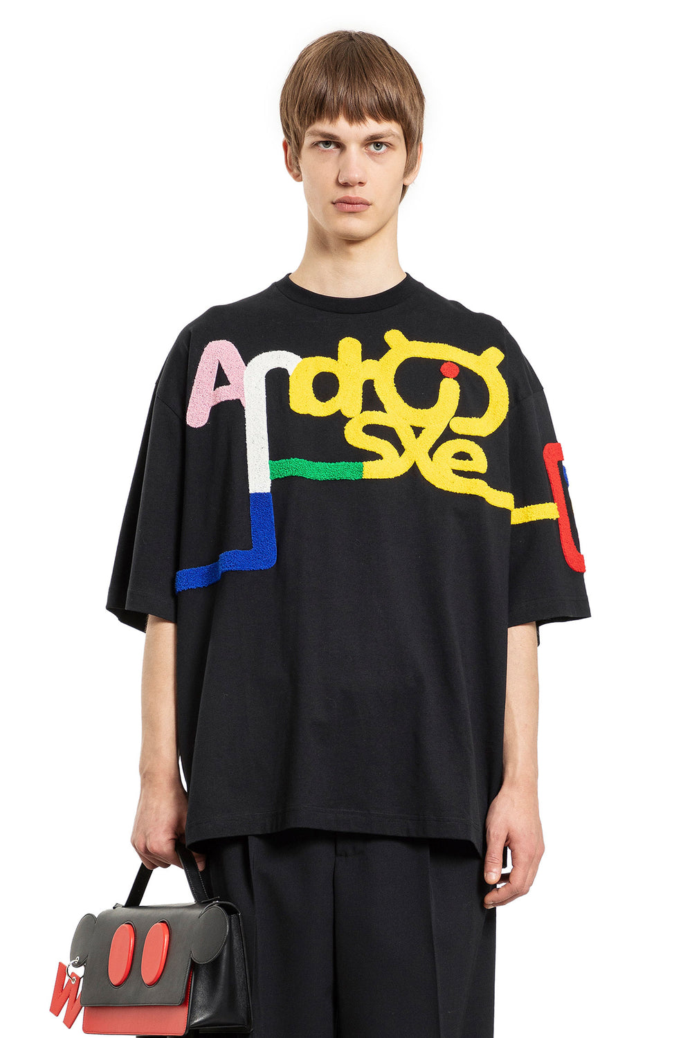 WALTER VAN BEIRENDONCK MAN BLACK T-SHIRTS & TANK TOPS