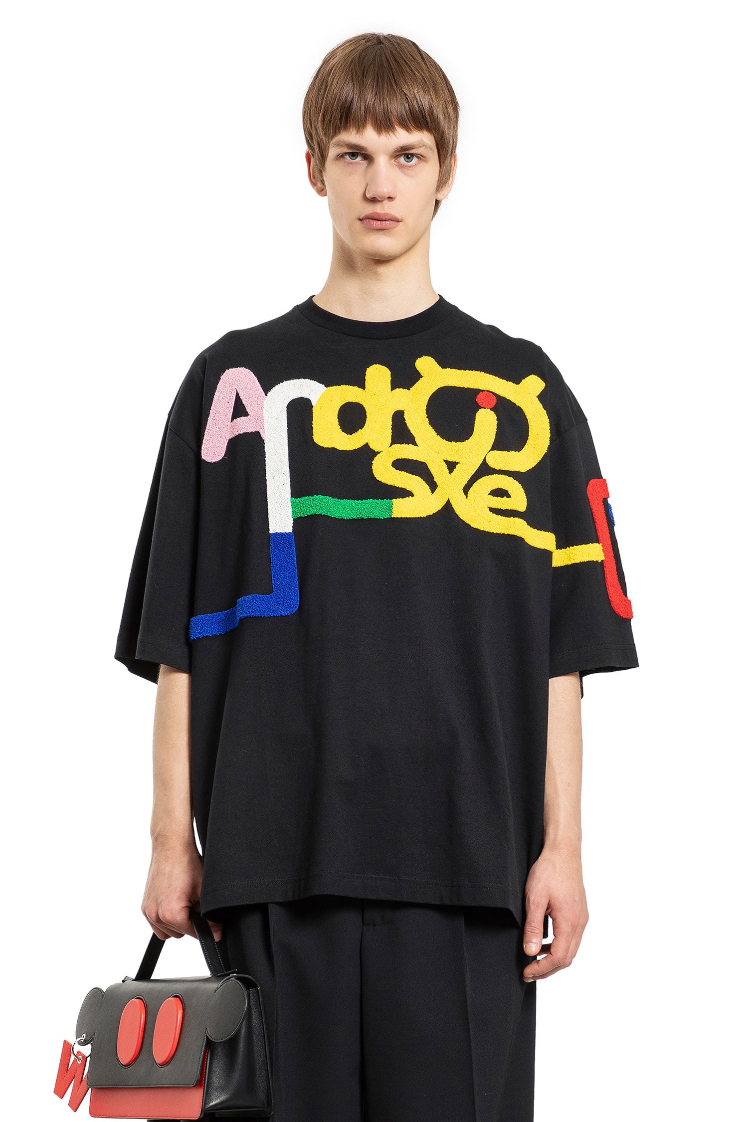 WALTER VAN BEIRENDONCK MAN BLACK T-SHIRTS & TANK TOPS