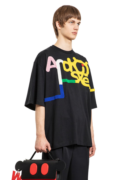 WALTER VAN BEIRENDONCK MAN BLACK T-SHIRTS & TANK TOPS