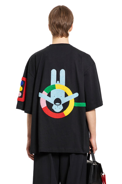 WALTER VAN BEIRENDONCK MAN BLACK T-SHIRTS & TANK TOPS