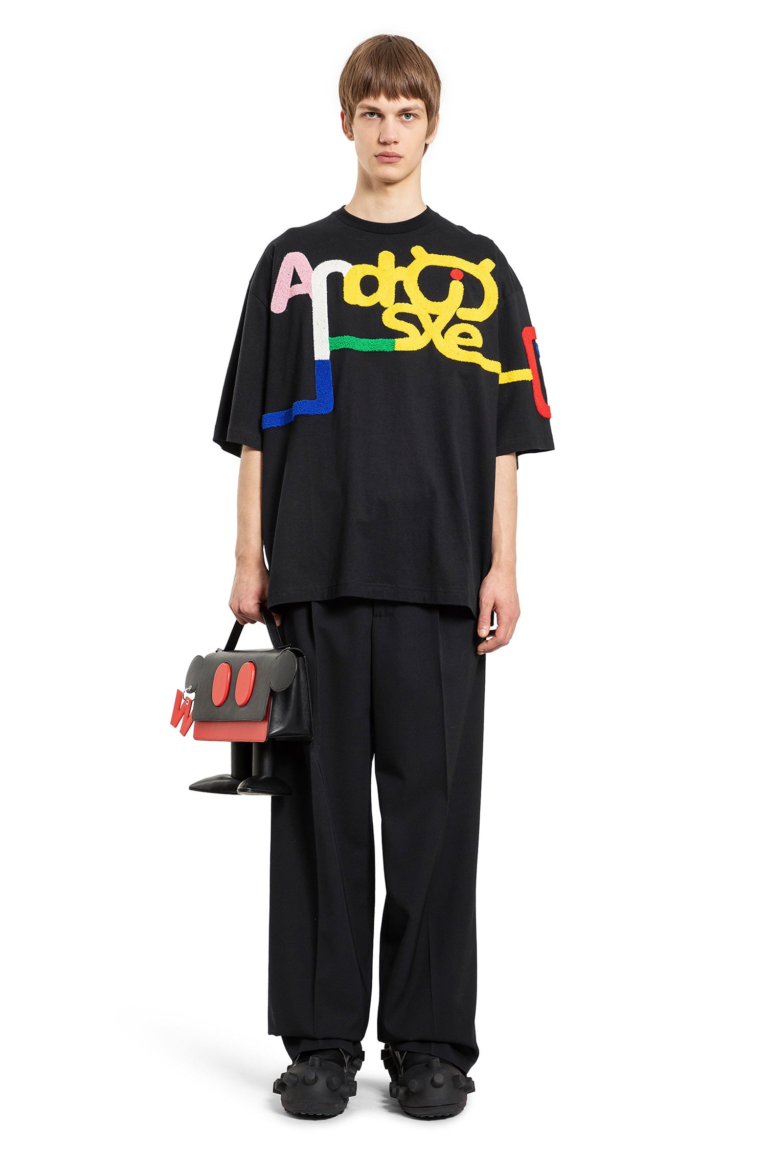 WALTER VAN BEIRENDONCK MAN BLACK T-SHIRTS & TANK TOPS