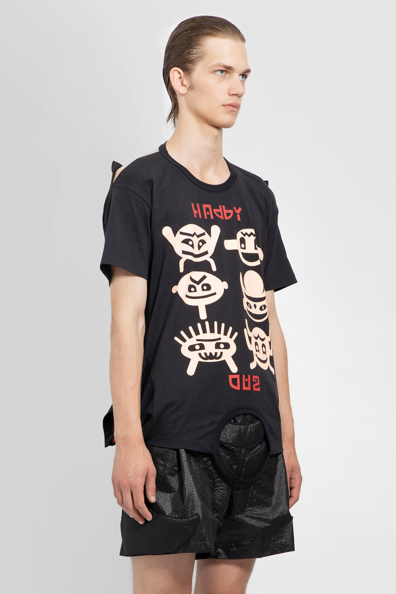 WALTER VAN BEIRENDONCK MAN BLACK T-SHIRTS & TANK TOPS