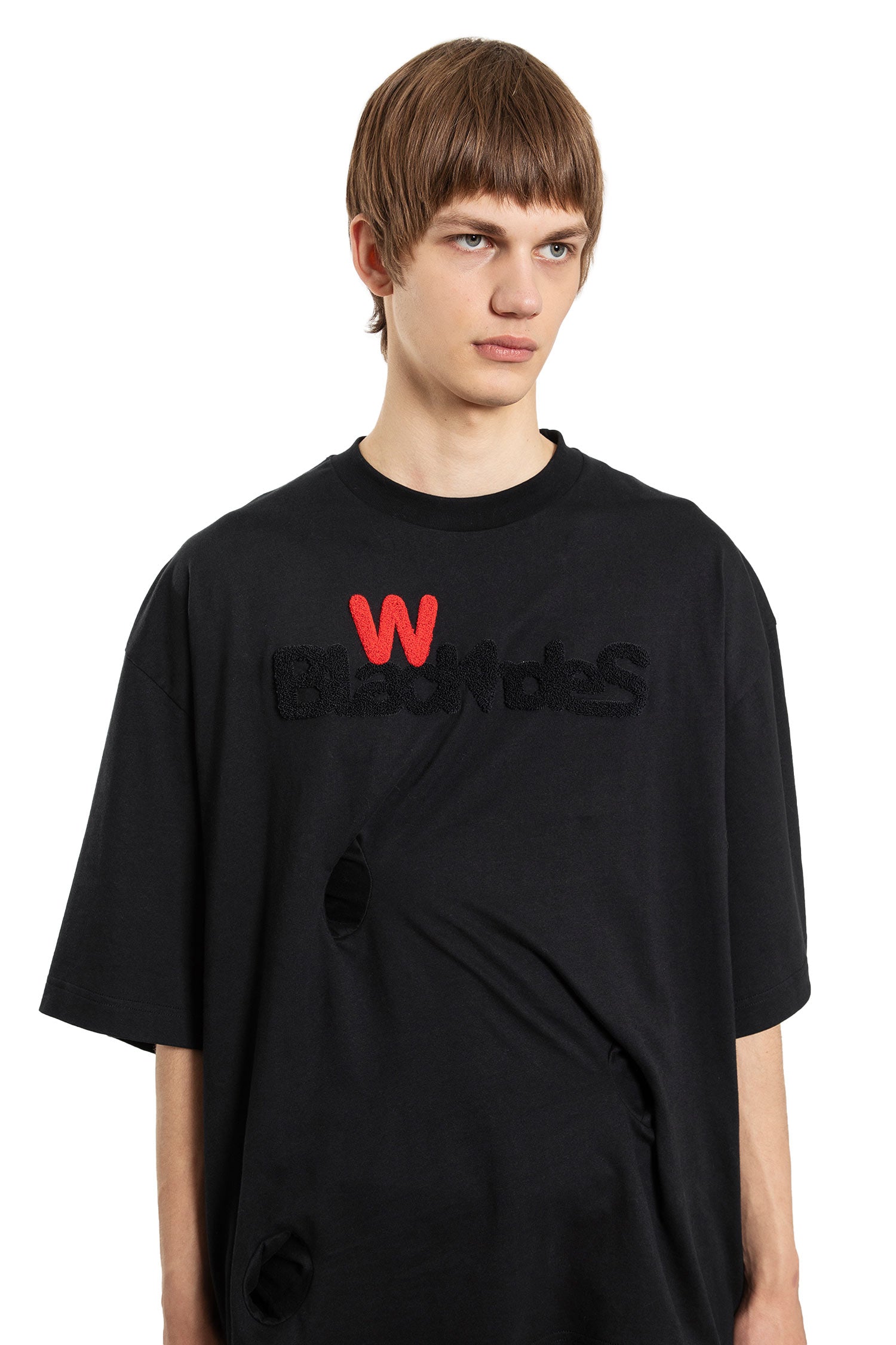 WALTER VAN BEIRENDONCK MAN BLACK T-SHIRTS & TANK TOPS